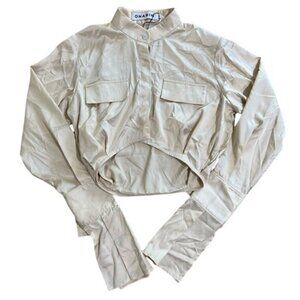 Onarin Mr. Mandarin Crop in Beige Satin